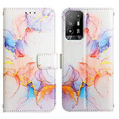 Custodia Portafoglio In Pelle Fantasia Modello Cover con Supporto Y04B per Oppo A94 5G Blu