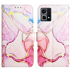 Custodia Portafoglio In Pelle Fantasia Modello Cover con Supporto Y04B per Oppo F21 Pro 4G Rosa