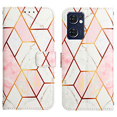 Custodia Portafoglio In Pelle Fantasia Modello Cover con Supporto Y04B per Oppo Find X5 Lite 5G Bianco