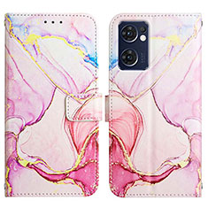 Custodia Portafoglio In Pelle Fantasia Modello Cover con Supporto Y04B per Oppo Find X5 Lite 5G Rosa