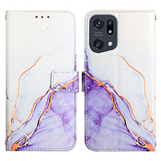 Custodia Portafoglio In Pelle Fantasia Modello Cover con Supporto Y04B per Oppo Find X5 Pro 5G Viola