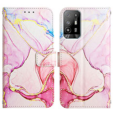 Custodia Portafoglio In Pelle Fantasia Modello Cover con Supporto Y04B per Oppo Reno5 Z 5G Rosa