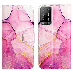 Custodia Portafoglio In Pelle Fantasia Modello Cover con Supporto Y04B per Oppo Reno5 Z 5G Rosa Caldo