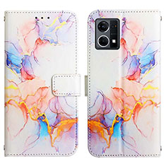 Custodia Portafoglio In Pelle Fantasia Modello Cover con Supporto Y04B per Oppo Reno8 4G Blu