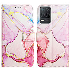 Custodia Portafoglio In Pelle Fantasia Modello Cover con Supporto Y04B per Realme 8 5G Rosa