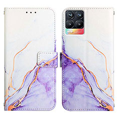 Custodia Portafoglio In Pelle Fantasia Modello Cover con Supporto Y04B per Realme 8 Pro Viola