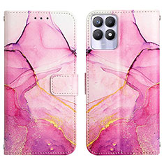 Custodia Portafoglio In Pelle Fantasia Modello Cover con Supporto Y04B per Realme 8i Rosa Caldo