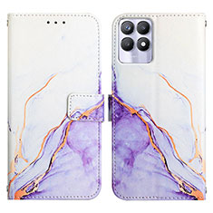 Custodia Portafoglio In Pelle Fantasia Modello Cover con Supporto Y04B per Realme 8i Viola