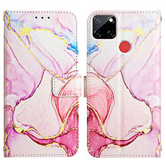 Custodia Portafoglio In Pelle Fantasia Modello Cover con Supporto Y04B per Realme C12 Rosa