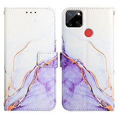 Custodia Portafoglio In Pelle Fantasia Modello Cover con Supporto Y04B per Realme C12 Viola