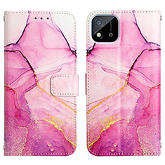 Custodia Portafoglio In Pelle Fantasia Modello Cover con Supporto Y04B per Realme C20 Rosa Caldo