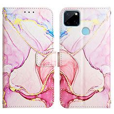 Custodia Portafoglio In Pelle Fantasia Modello Cover con Supporto Y04B per Realme C21Y Rosa