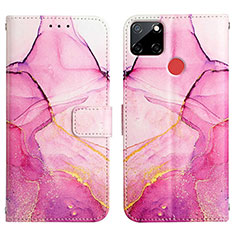 Custodia Portafoglio In Pelle Fantasia Modello Cover con Supporto Y04B per Realme C25 Rosa Caldo