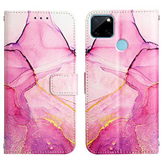 Custodia Portafoglio In Pelle Fantasia Modello Cover con Supporto Y04B per Realme C25Y Rosa Caldo