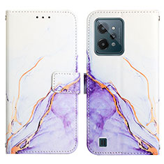 Custodia Portafoglio In Pelle Fantasia Modello Cover con Supporto Y04B per Realme C31 Viola