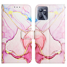 Custodia Portafoglio In Pelle Fantasia Modello Cover con Supporto Y04B per Realme C35 Rosa