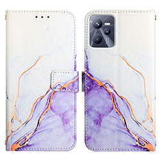 Custodia Portafoglio In Pelle Fantasia Modello Cover con Supporto Y04B per Realme C35 Viola