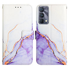 Custodia Portafoglio In Pelle Fantasia Modello Cover con Supporto Y04B per Realme GT Master 5G Viola