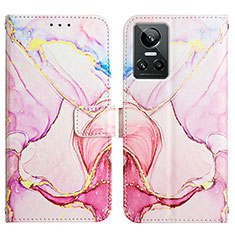 Custodia Portafoglio In Pelle Fantasia Modello Cover con Supporto Y04B per Realme GT Neo3 5G Rosa