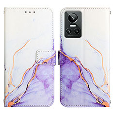 Custodia Portafoglio In Pelle Fantasia Modello Cover con Supporto Y04B per Realme GT Neo3 5G Viola