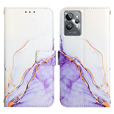 Custodia Portafoglio In Pelle Fantasia Modello Cover con Supporto Y04B per Realme GT2 Pro 5G Viola