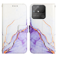 Custodia Portafoglio In Pelle Fantasia Modello Cover con Supporto Y04B per Realme Narzo 50A Viola