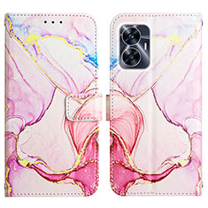 Custodia Portafoglio In Pelle Fantasia Modello Cover con Supporto Y04B per Realme Narzo N55 Rosa