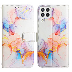 Custodia Portafoglio In Pelle Fantasia Modello Cover con Supporto Y04B per Samsung Galaxy A22 4G Blu