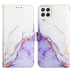 Custodia Portafoglio In Pelle Fantasia Modello Cover con Supporto Y04B per Samsung Galaxy A22 4G Viola