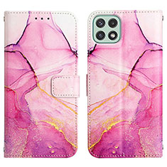 Custodia Portafoglio In Pelle Fantasia Modello Cover con Supporto Y04B per Samsung Galaxy A22s 5G Rosa Caldo