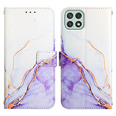 Custodia Portafoglio In Pelle Fantasia Modello Cover con Supporto Y04B per Samsung Galaxy A22s 5G Viola