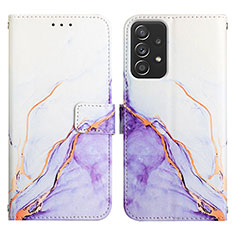 Custodia Portafoglio In Pelle Fantasia Modello Cover con Supporto Y04B per Samsung Galaxy A73 5G Viola