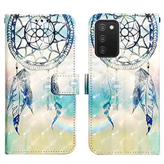 Custodia Portafoglio In Pelle Fantasia Modello Cover con Supporto Y04B per Samsung Galaxy F02S SM-E025F Azzurro