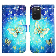 Custodia Portafoglio In Pelle Fantasia Modello Cover con Supporto Y04B per Samsung Galaxy F02S SM-E025F Cielo Blu