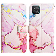 Custodia Portafoglio In Pelle Fantasia Modello Cover con Supporto Y04B per Samsung Galaxy M12 Rosa