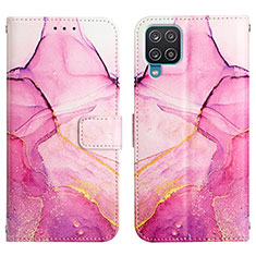 Custodia Portafoglio In Pelle Fantasia Modello Cover con Supporto Y04B per Samsung Galaxy M12 Rosa Caldo