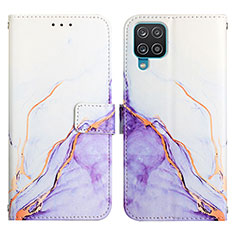 Custodia Portafoglio In Pelle Fantasia Modello Cover con Supporto Y04B per Samsung Galaxy M12 Viola