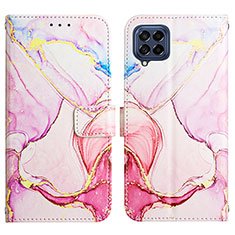 Custodia Portafoglio In Pelle Fantasia Modello Cover con Supporto Y04B per Samsung Galaxy M53 5G Rosa