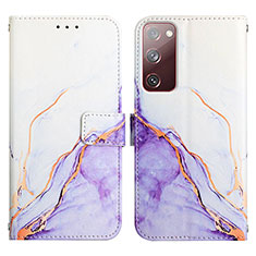 Custodia Portafoglio In Pelle Fantasia Modello Cover con Supporto Y04B per Samsung Galaxy S20 FE (2022) 5G Viola