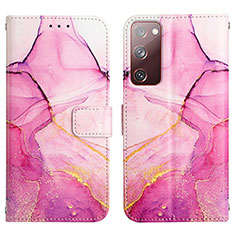 Custodia Portafoglio In Pelle Fantasia Modello Cover con Supporto Y04B per Samsung Galaxy S20 FE 4G Rosa Caldo