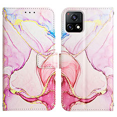 Custodia Portafoglio In Pelle Fantasia Modello Cover con Supporto Y04B per Vivo iQOO U3x 5G Rosa