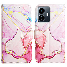 Custodia Portafoglio In Pelle Fantasia Modello Cover con Supporto Y04B per Vivo iQOO Z6 Lite 5G Rosa