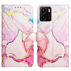 Custodia Portafoglio In Pelle Fantasia Modello Cover con Supporto Y04B per Vivo Y01 Rosa