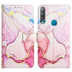 Custodia Portafoglio In Pelle Fantasia Modello Cover con Supporto Y04B per Vivo Y11 Rosa