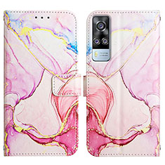 Custodia Portafoglio In Pelle Fantasia Modello Cover con Supporto Y04B per Vivo Y31 (2021) Rosa