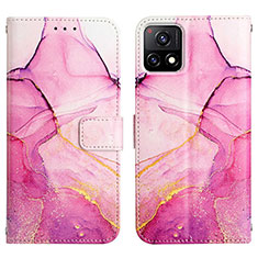 Custodia Portafoglio In Pelle Fantasia Modello Cover con Supporto Y04B per Vivo Y52s 5G Rosa Caldo