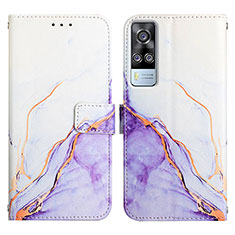 Custodia Portafoglio In Pelle Fantasia Modello Cover con Supporto Y04B per Vivo Y53s 4G Viola