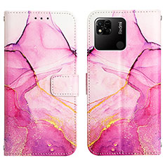 Custodia Portafoglio In Pelle Fantasia Modello Cover con Supporto Y04B per Xiaomi POCO C31 Rosa Caldo