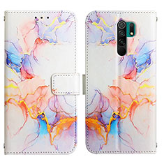 Custodia Portafoglio In Pelle Fantasia Modello Cover con Supporto Y04B per Xiaomi Poco M2 Blu