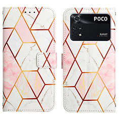 Custodia Portafoglio In Pelle Fantasia Modello Cover con Supporto Y04B per Xiaomi Poco M4 Pro 4G Bianco